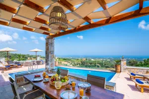 Newly built villa Kantifes only 7 km from beach and private pool with views