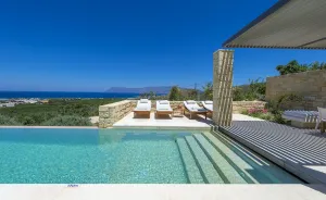 A luxury private villa in the hillside close to Kissamos in Chania, fully laid out with all required amenities.