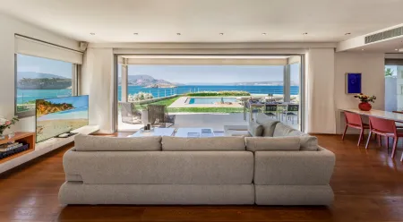  living room with pool and seaview