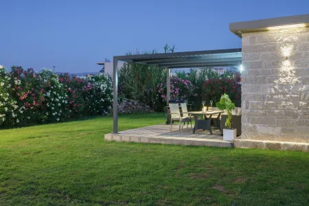  the dining room under a pergola