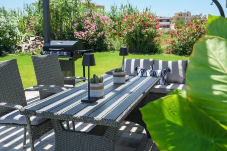   the dining room under a pergola