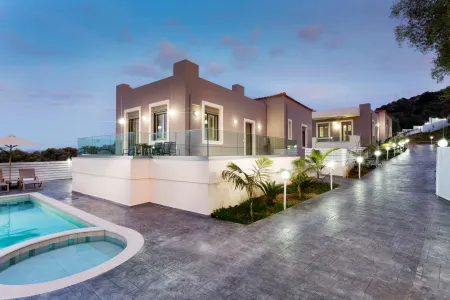  Villa with pool and ambient lighting during evening