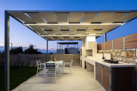  bbq and dining area at night