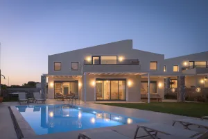 Modern Pelagia's Loft Villa Rodi in Chania, with Heated Pool and BBQ, close to the beach.