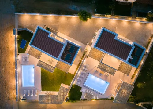  aerial night view of the villas