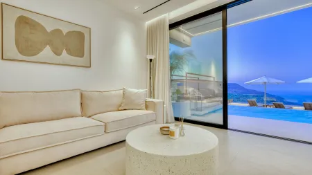  Main Villa Living Room with Pool View